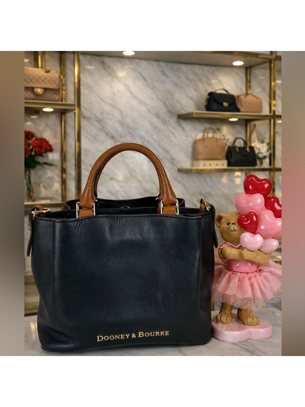 Dooney & Bourke Black Tan City Small Barlow Satchel Bag Hand Crossbody Mini Purs - Picture 4 of 16